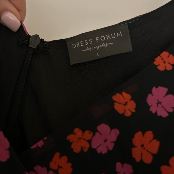 Patterned midi dress with ruffle detail. High low.  Worn once. - Picture 4 of 8